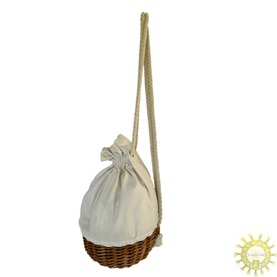 Canvas Back-Bag with Rope double Strap Wicker Base in colour Sugar