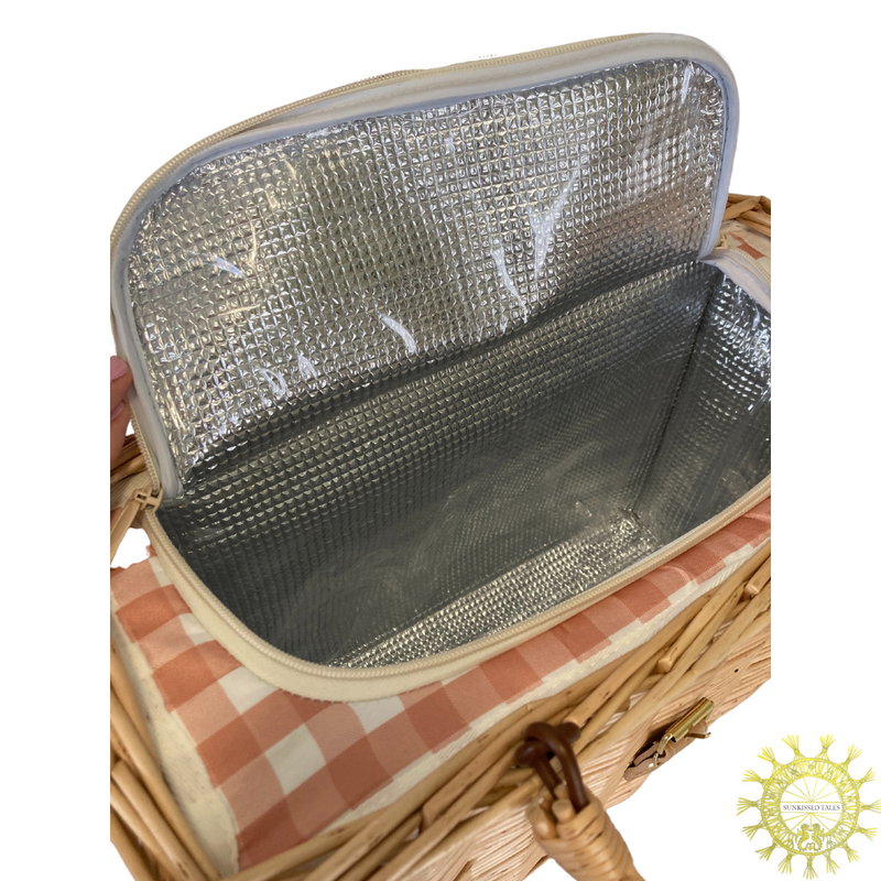 Wicker Picnic Cooler Basket with double carry handles