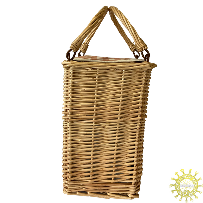 Wicker picnic cooler picnic basket with double carry handles 
