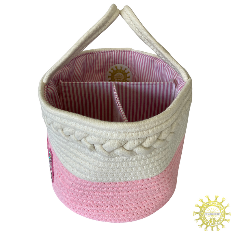 Personalised Organiser Basket in Baby Pink